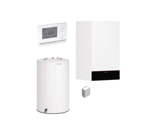 Viessmann zostava Vitodens 100-W plynový kondenzačný kotol 2,9-19KW so zásobníkom TÚV 120L, snímač vonk. teploty, termostat, Z022946